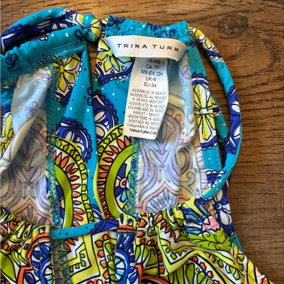 Trina Turk Blue and Green Patterned Halter Romper - Picture 3 of 5